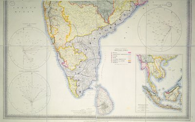 Map of British Southern India, 1872 by English School